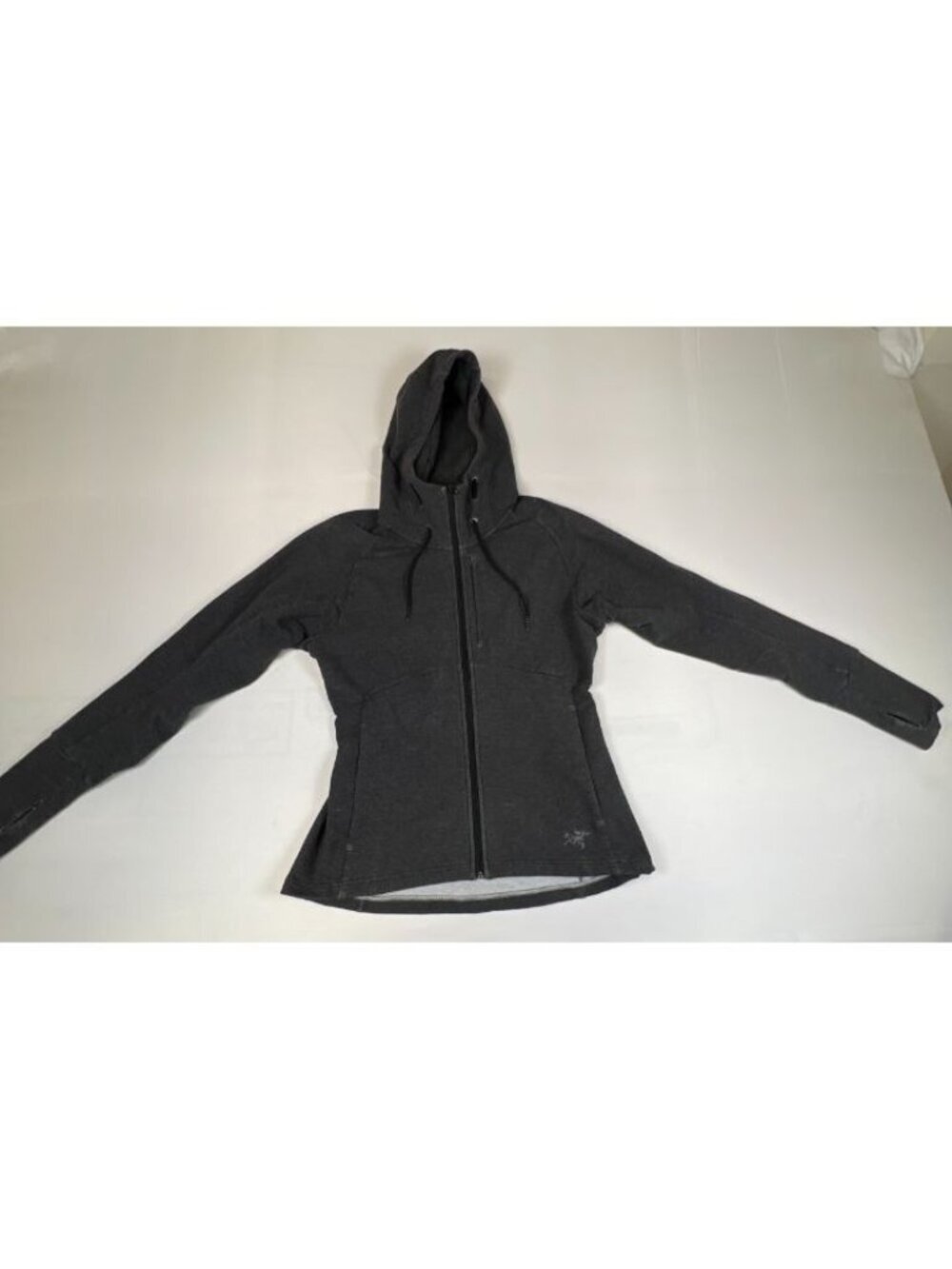 Arcteryx Womens Trim Fit Full Zip Hoodie Gray Cotton Blend Thumbholes Size M
